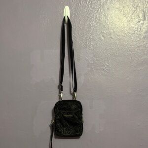 Baggallini Black Crossbody Bag with Floral Design